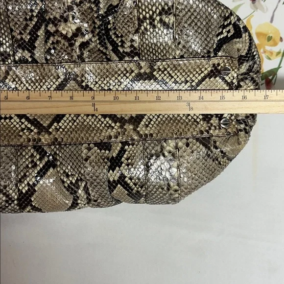 MICHAEL KORS Authentic Natural Brown Python Rehearsal Drawstring Shoulder Bag